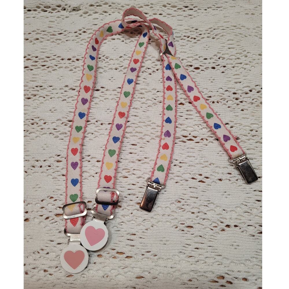 Vintage 1950's Children's Colorful Heart Suspenders Valentines Day